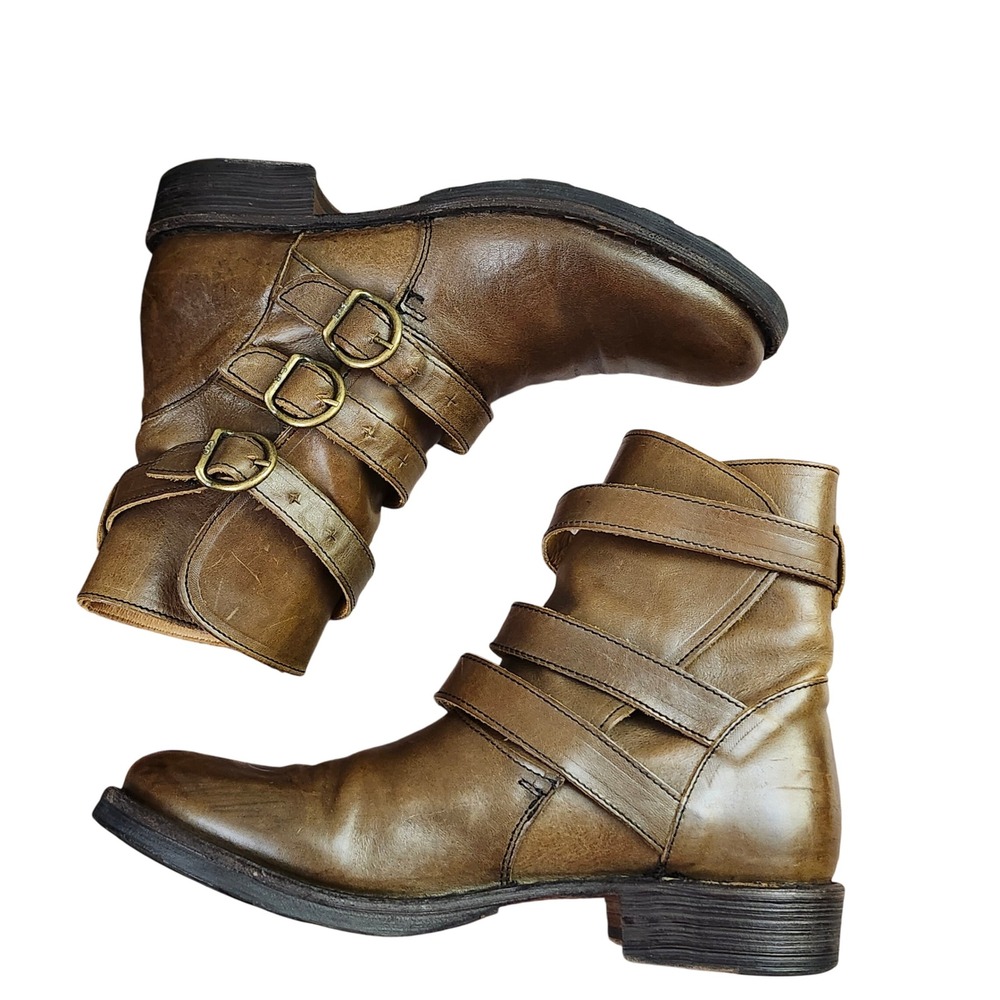 Florentini Baker Italy Edwin Eternity buckled‎ moto leather womens boots Sz 36/6